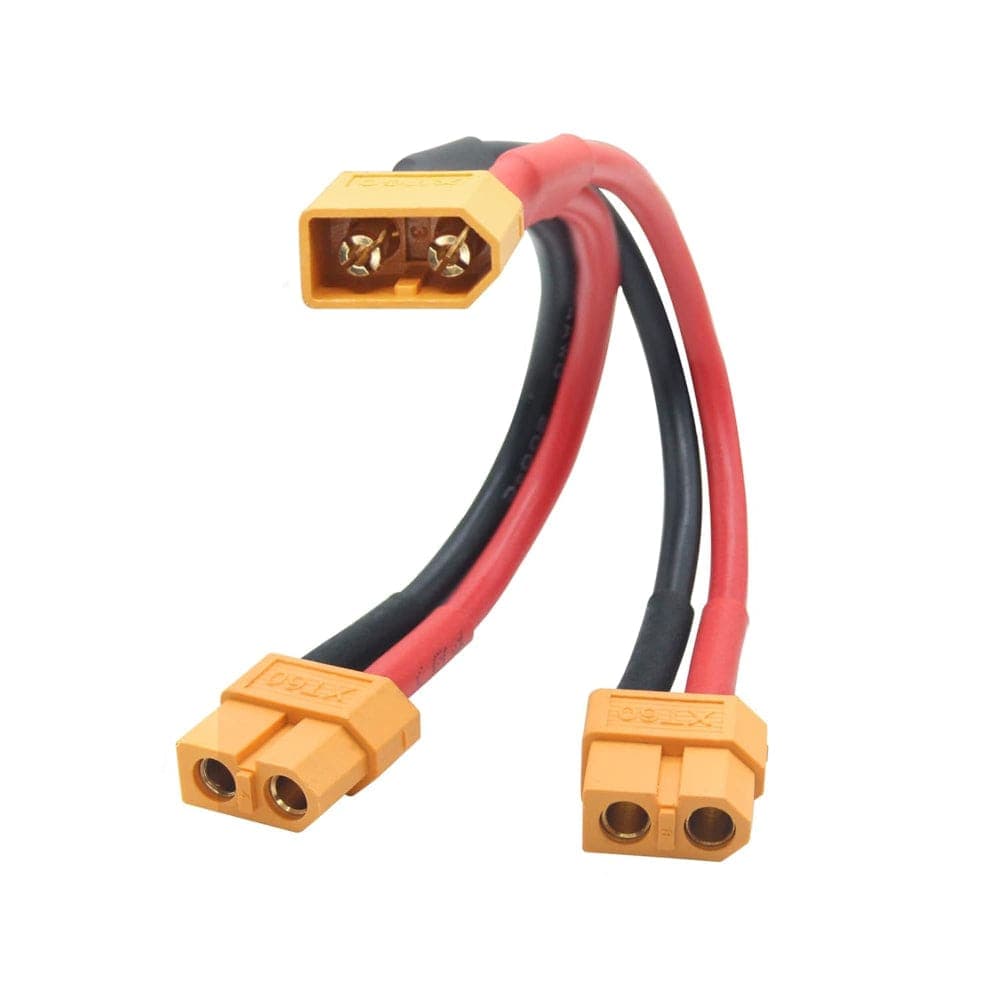 XT60 Parallel Battery Connector Cable 14AWG 1 Male to 2 Female Y Split