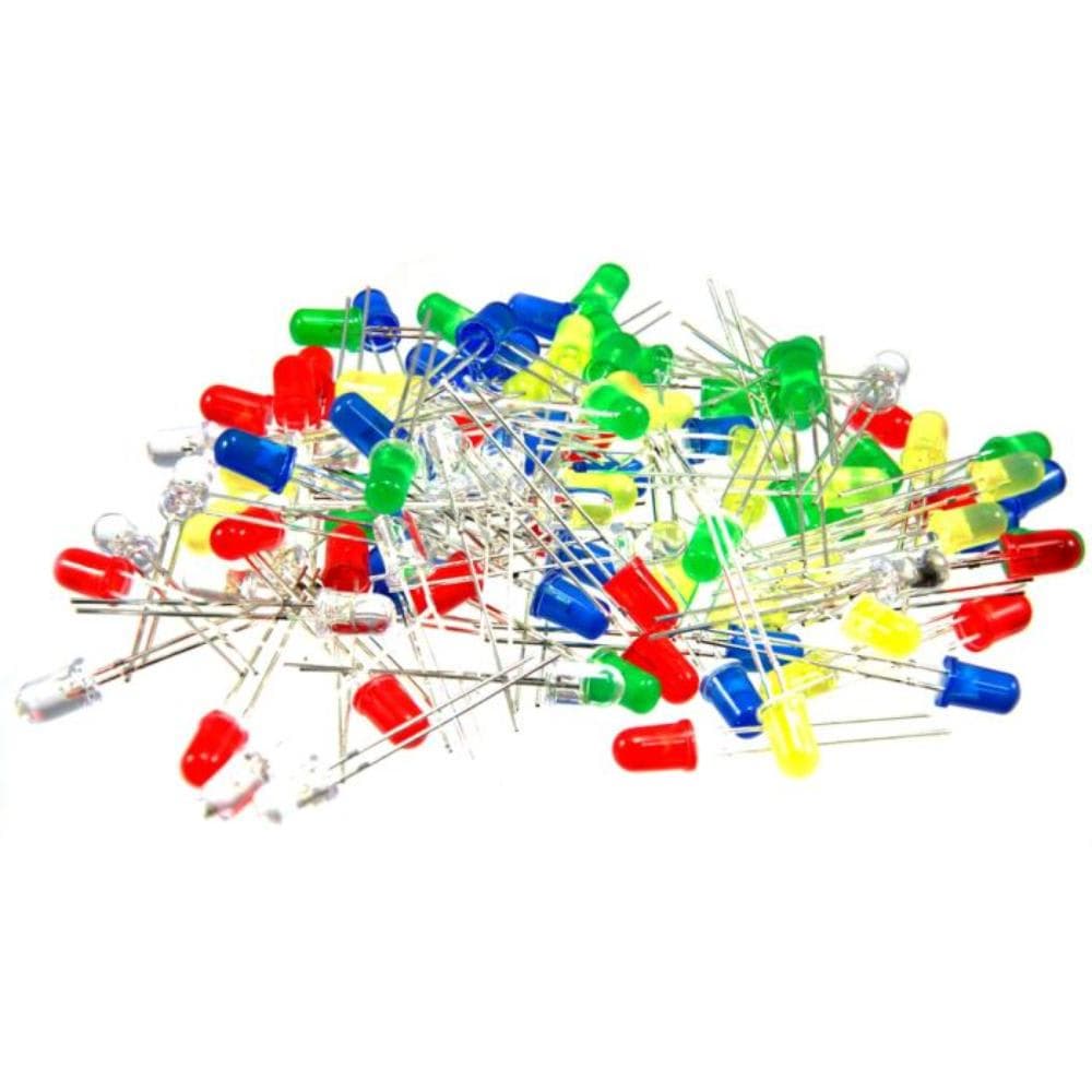 50 Pcs Assorted Diffused LEDs 5mm - Red, Yellow, Green, Blue