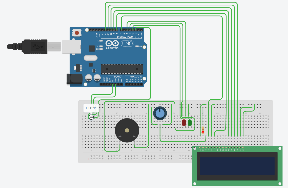 Weather Station and LCD 16x2 - DHT11